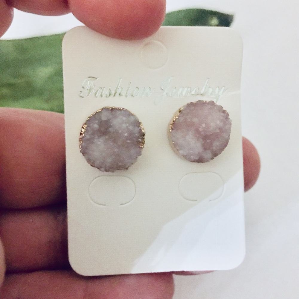 Pink Druzy Stone Earrings. NEW!